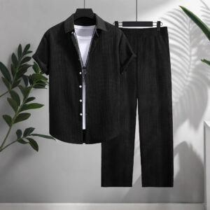 Fashion Jacquard Short-sleeved Shirt Trousers Suit