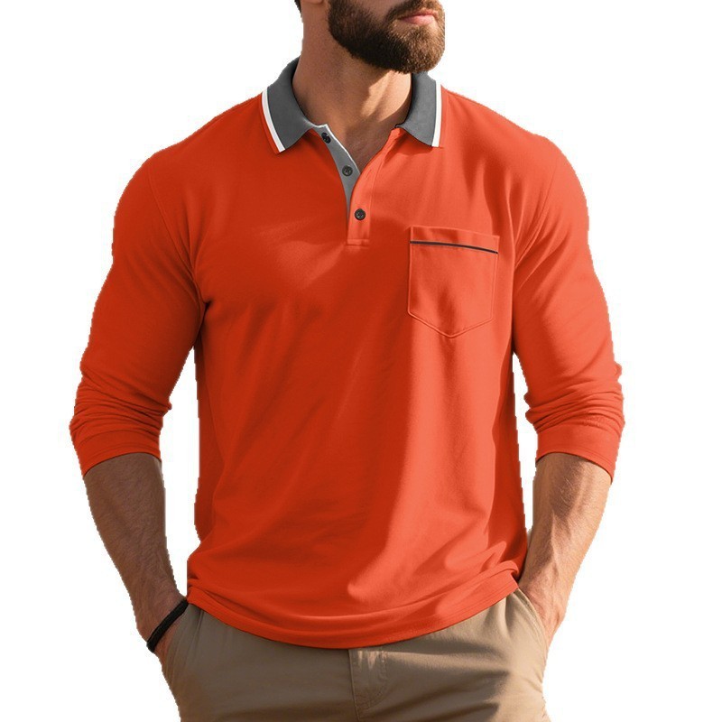 Spring And Autumn American Long-sleeved Men's Polo Shirt - Image 9