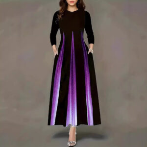 Elegant Socialite Printed Gradient Long Dress