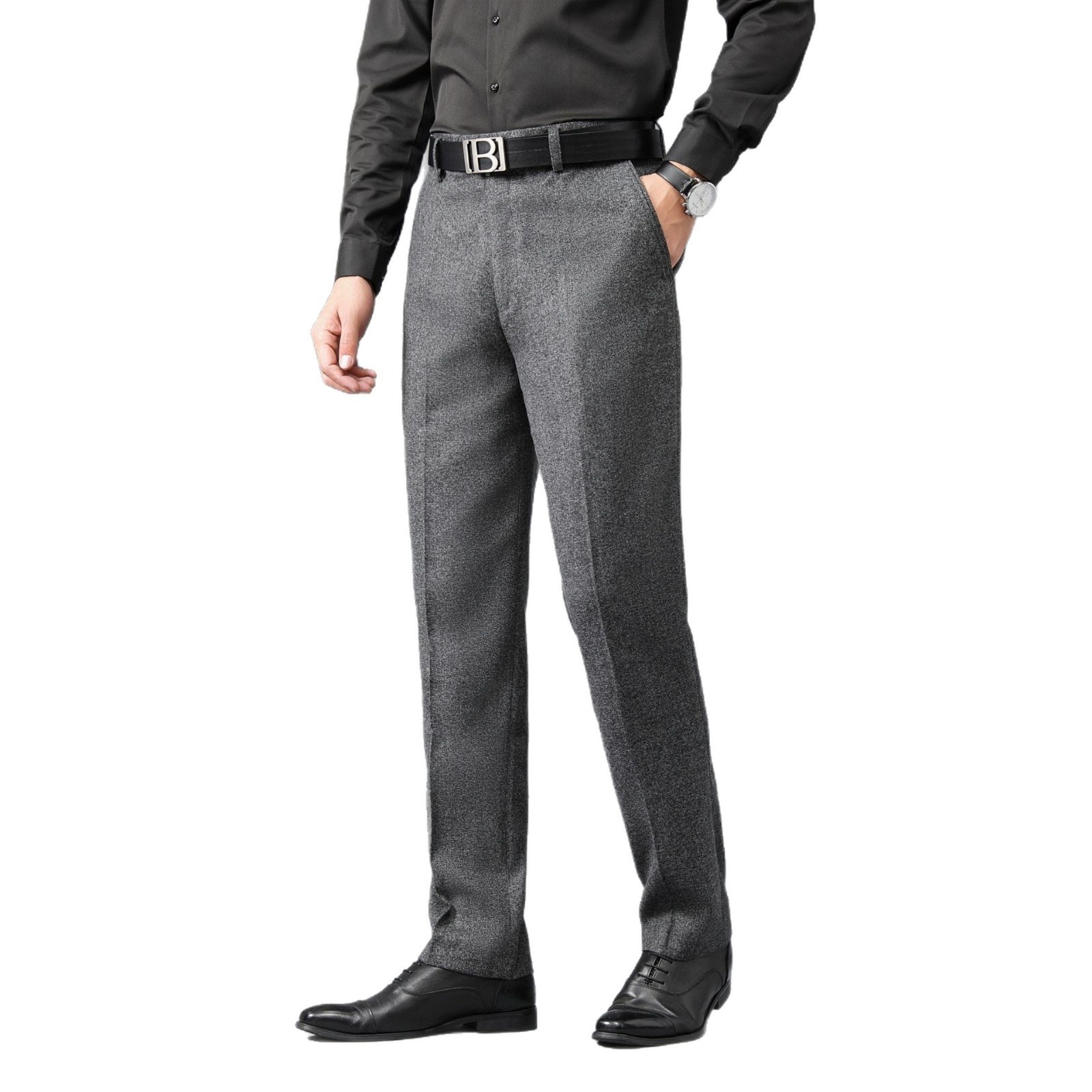 Suit Pants Men's Loose Straight High Waist Deep Middle-aged And Elderly - Image 4