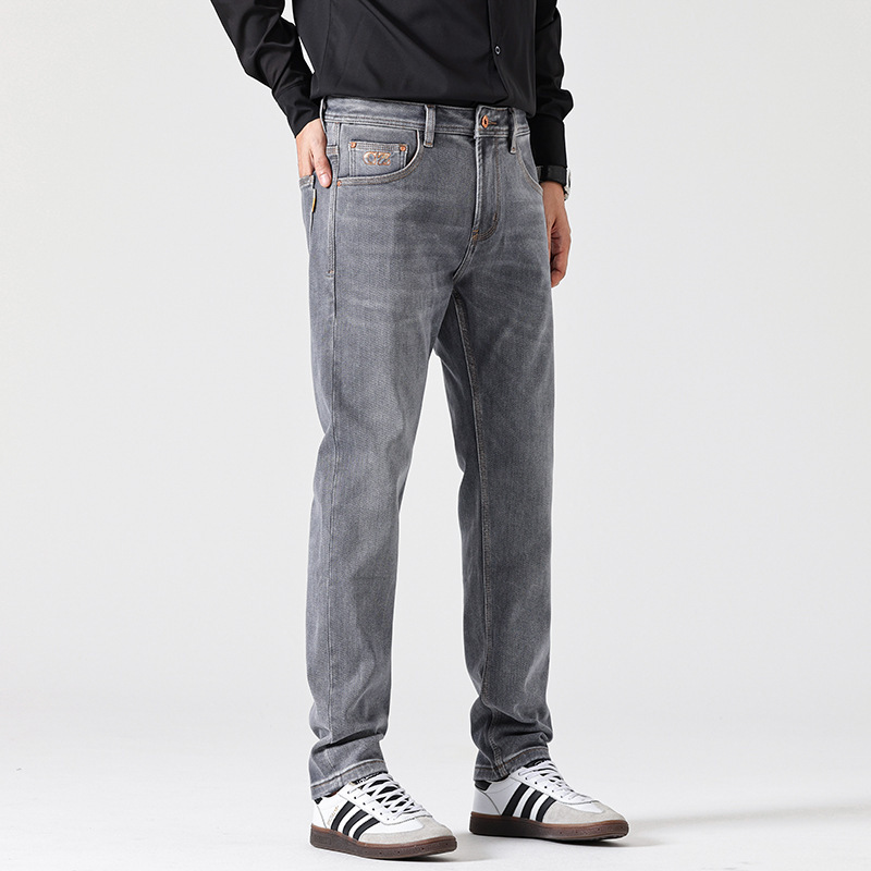 Classic Light Luxury Fit Slimming Retro Jeans Gray - Image 2