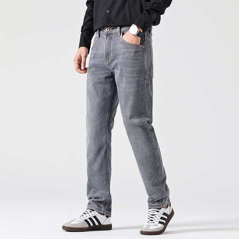 Classic Light Luxury Fit Slimming Retro Jeans Gray - Image 5
