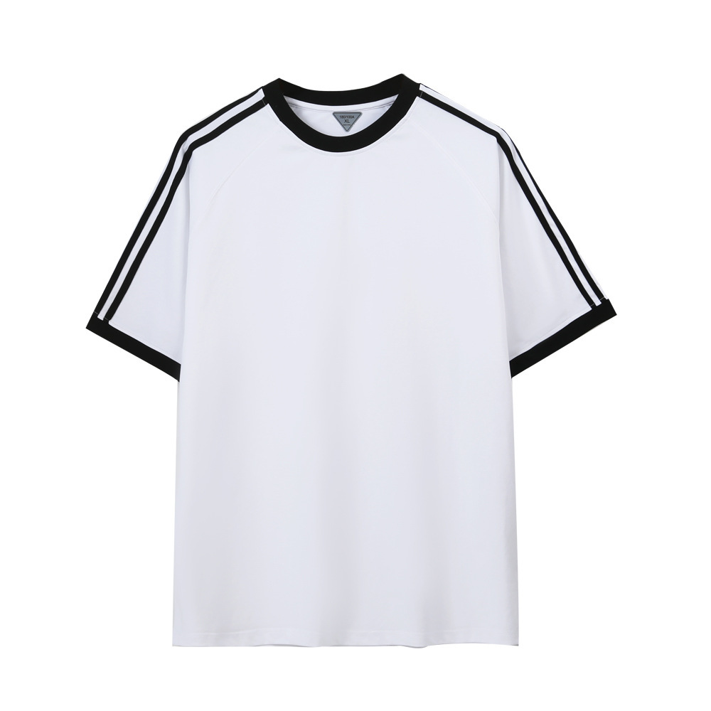 Men's And Women's Ice Silk Stripes Five-point Top - Image 10