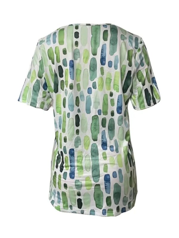 Summer New V-Neck Printed Short Sleeve T-Shirt Loose Casual Top - Image 3