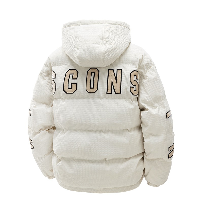 Men's Cotton-padded Coat Hooded Letter-print Winter Leisure Warm Top - Image 2