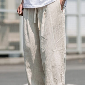 Men's Summer Light Breathable And Loose Straight Drooping Linen Pants