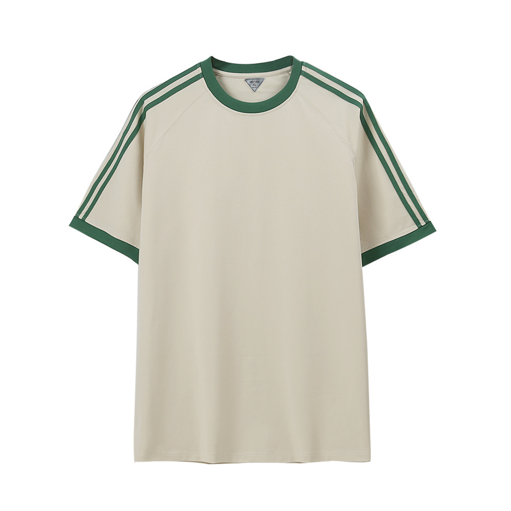 Men's And Women's Ice Silk Stripes Five-point Top - Image 4